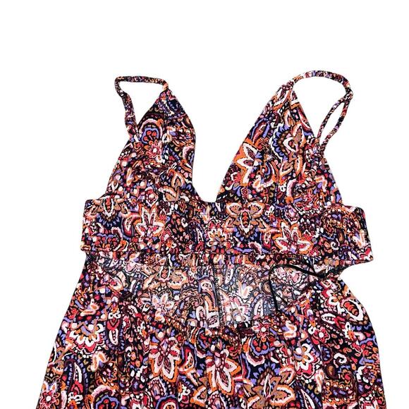 JASON WU Floral Halter Cut Out Back Tiered Maxi Dress Size L - Picture 6 of 12